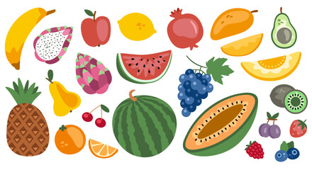 Set of doodle fruit