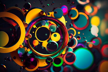 abstract image composed of colored lines or circles. Generative AI