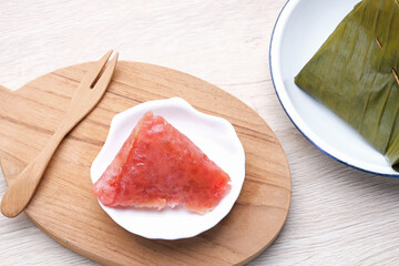 Kue Awug, Indonesian traditional snack, made from tapioca pearls, grated coconut and sugar, then steamed
