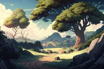 Anime background, Landscape, Generative ai
