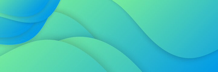 Modern Blue and Green Banner with Geometric Design