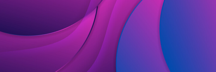 Modern Blue and Purple Vector Banner with Soft Flowing Lines