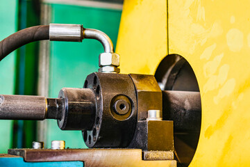 The working area of cnc multiform spring coiling machine close up.