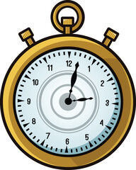Golden round alarm clock or hand watch can be used for vintage theme projects of vector style designs.