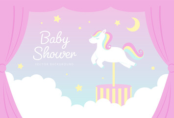 vector background with a merry-go-round in the sky for banners, baby shower cards, flyers, social media wallpapers, etc.