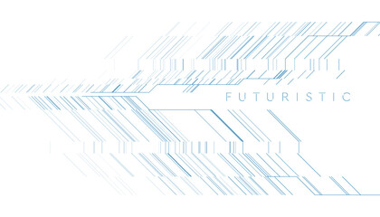 Blue minimal lines on white, futuristic technology abstract background. Vector graphic design