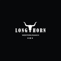 Texas Longhorn, Country Western logo design vintage retro