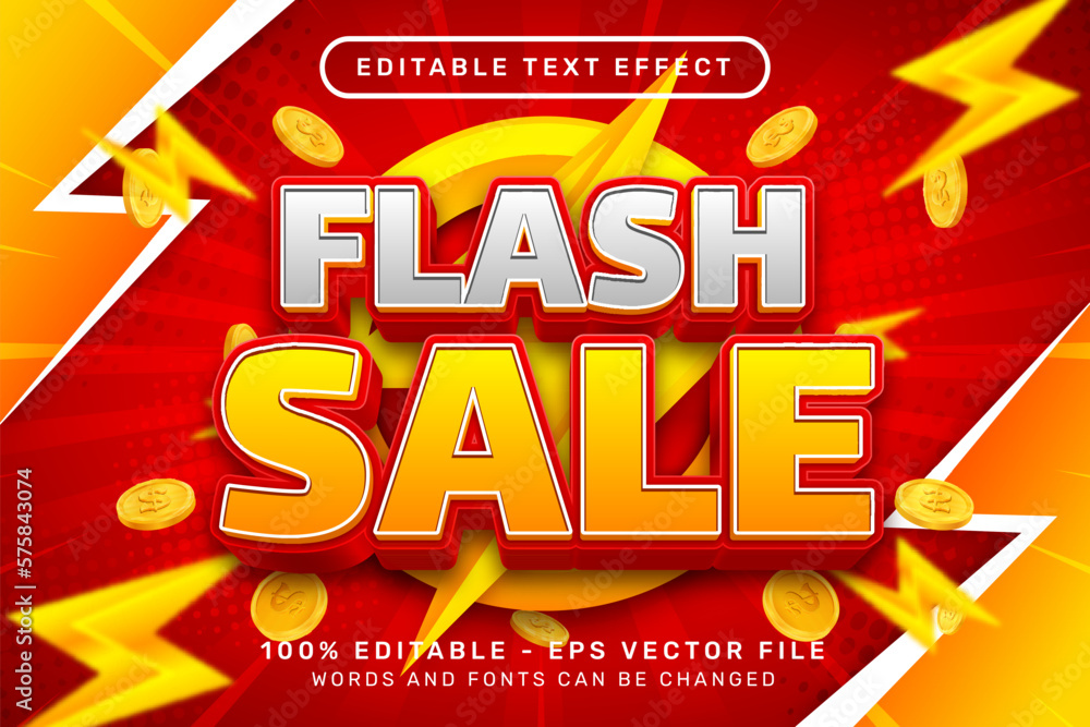 Poster flash sale 3d text effect and editable text effect