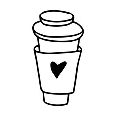 Doodle cup of coffee to go
