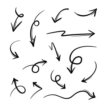 hand doodle arrow set, vector illustration