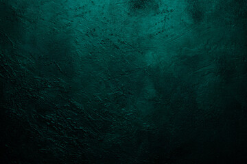 Deep emerald green texture or background with stains, waves and grain elements. Image with place for text. Template for design - obrazy, fototapety, plakaty