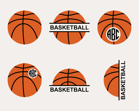 Basketball ball monogram frame. Silhouette vector illustration.