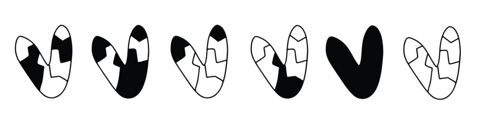 Set of Heart Silhouette Vector Set