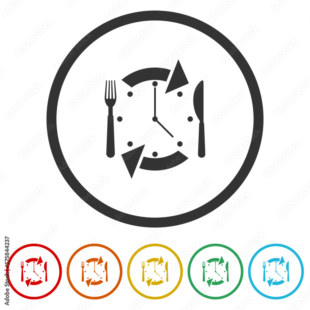 Poster take lunch break icons in color circle buttons