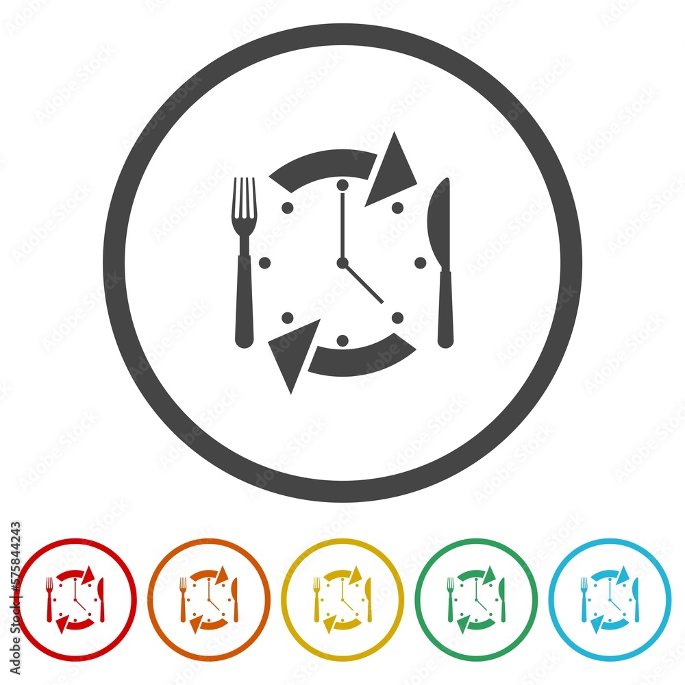 Poster take lunch break icons in color circle buttons