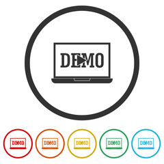 Demostration icons in color circle buttons
