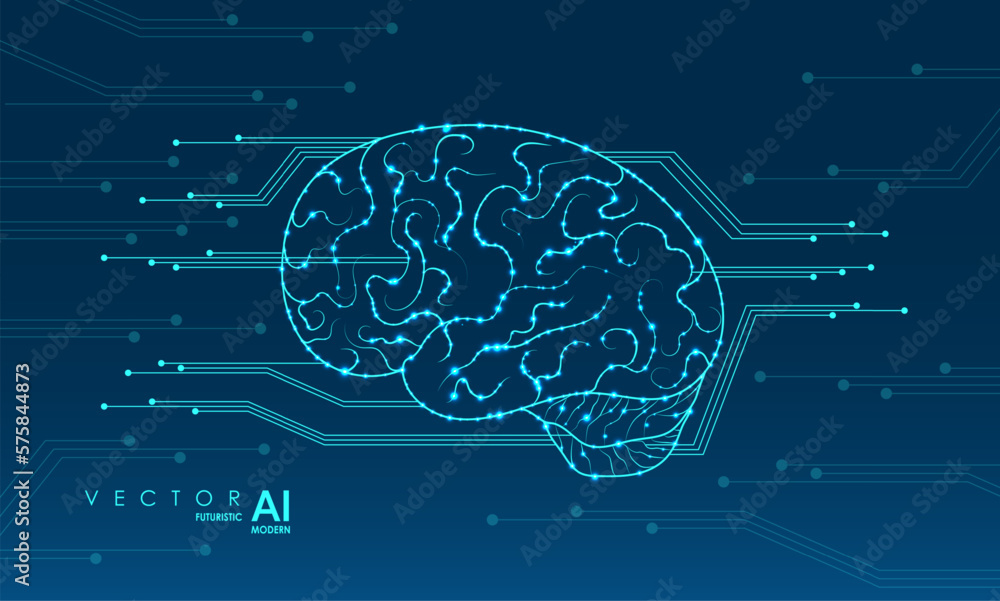 Poster technological brain and machine learning concept