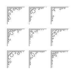 Set Hand Draw Of Corners Different, vintage pattern graphics, the black line on white background