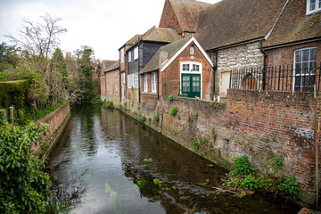 Fototapeta na wymiar Canals and waterways in a rural village in the UK