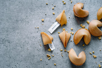 Fortune cookie on table