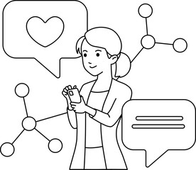 Female Entrepreneur Admin Management Page Shops Social on Mobile Phone Illustration