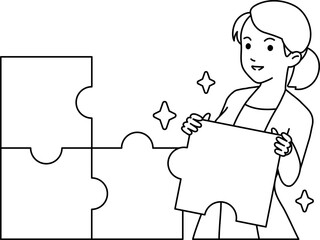 Female Entrepreneur Putting Together a Jigsaw Puzzle is Like Investing with a Partner Business