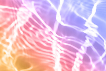 Fototapeta premium Soft pastel ethereal Blurred defocused psychic waves. Holographic purple water texture overlay effect. Organic drop shadow and light caustic effect. Abstract background, natural shadows, light effects