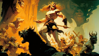 Fantasy Warrior in battle