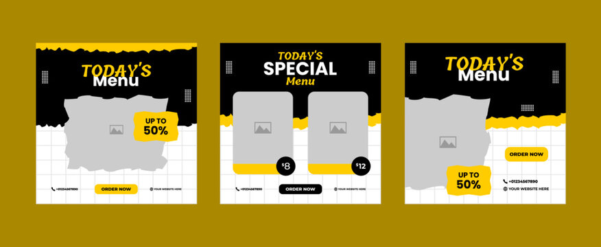 Social media food post promotion web banner design template