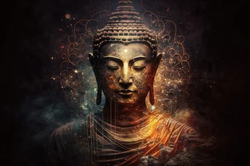 Fotobehang Meditating Buddha with tantric designs. Generative AI © AJay