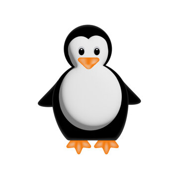 3d penguin on transparent background