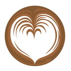 Heart Latte art Coffee Logo Design on white background, Vector illustration