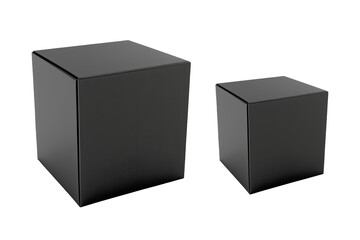 Cardboard box isolated on transparent background. Black cardboard box. Realistic cardboard packaging box mockup.