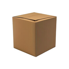 Cardboard box isolated on transparent background. Brown cardboard box. Realistic cardboard packaging box mockup.