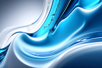 Fototapeta 躍動感のあるブルーの液体　飲料水　美容液　generative ai obraz