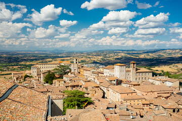 Naklejka premium Todi, Italy. View of the old town from the bell tower 