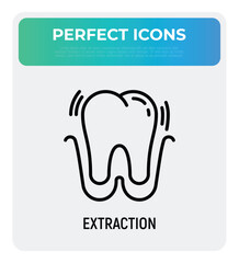 Tooth extraction thin line icon. Dental surgery. Dentistry. Vector illustration.
