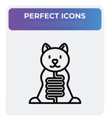 Veterinary clinic, diagnostics problem with pet digestive system. Thin line icon. Vector illustration.
