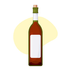 Single bottle of red wine, vector image for menu or advertising banner