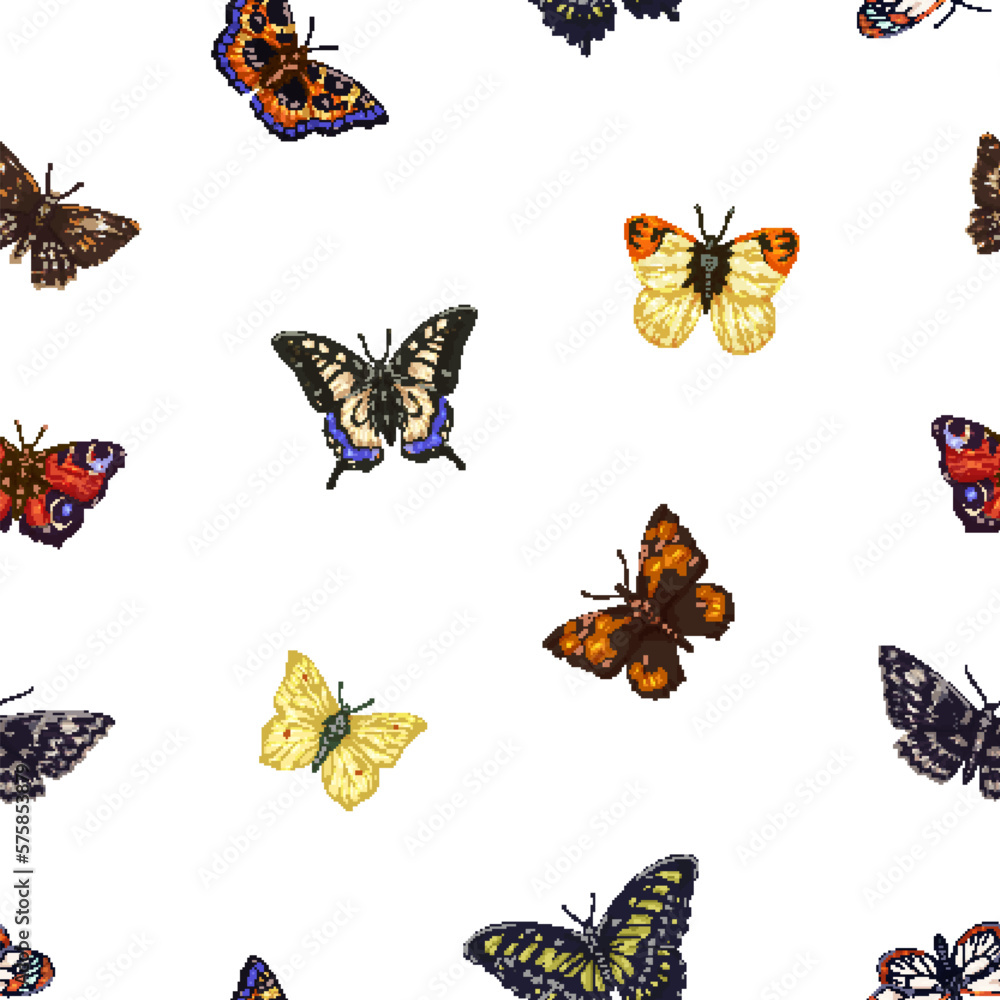 Poster seamless pattern, flying butterflies repeating print. endless background, beautiful moths. texture d