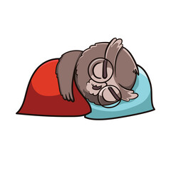 Cute cartoon sleeping owl. Illustration on transparent background