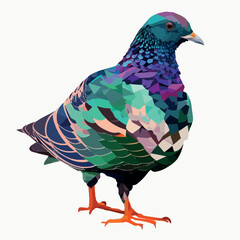 Colorful pigeon pop art style vector illustration