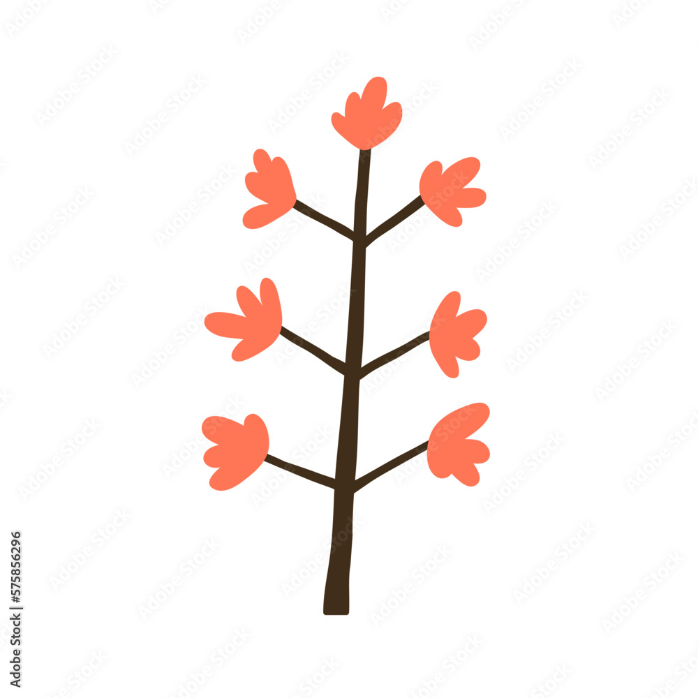 Aufkleber abstract childish tree, fiction plant in naive primitive doodle style. trunk and branches, leaves. s