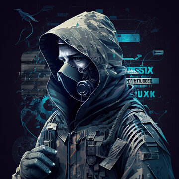 concept of cyber security, hacker, abstract digital lock for digital password by Generative AI.