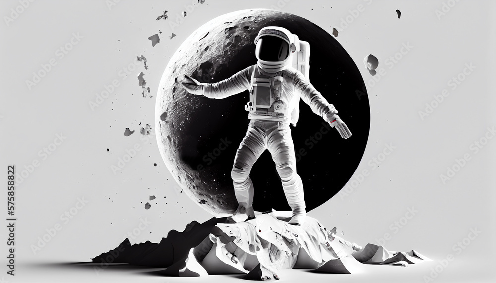 Canvas Prints astronaut spaceman illustration space station in outer space. astronauts wear full spacesuits for sp