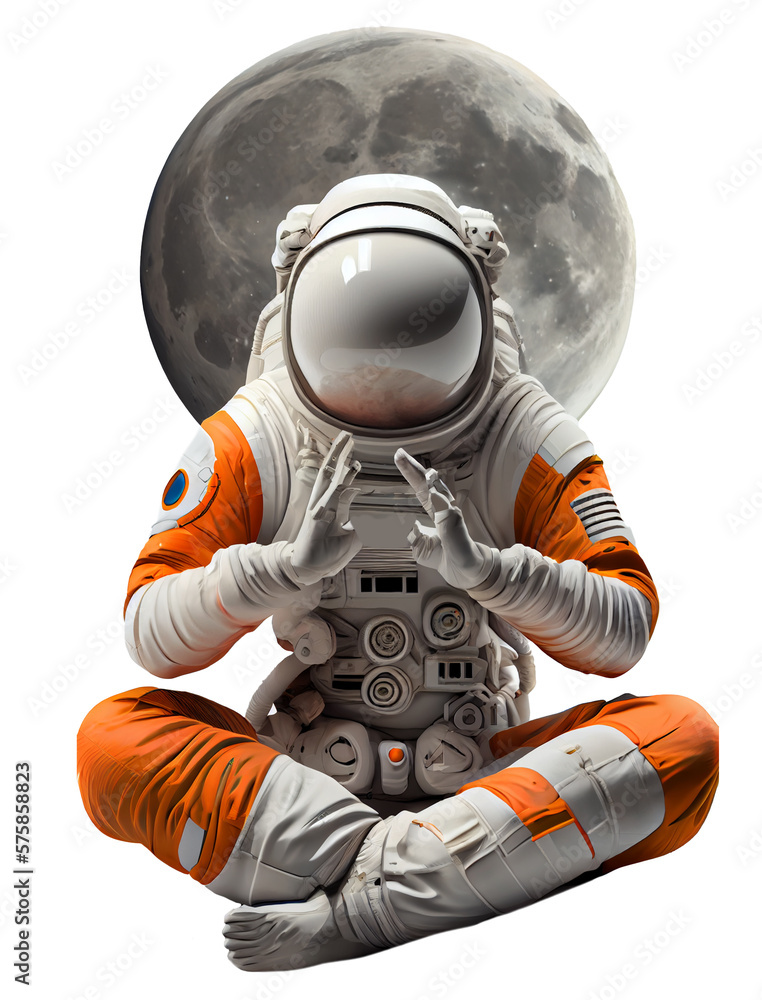 Wall mural astronaut spaceman illustration space station in outer space. astronauts wear full spacesuits for sp