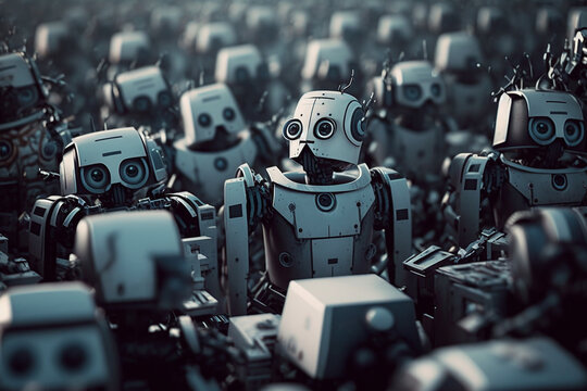 Large robot army. AI generated 
