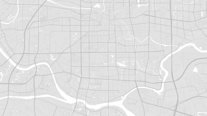 White and light grey Foshan city area vector background map, roads and water illustration. Widescreen proportion, digital flat design.