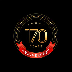 Fototapeta na wymiar 170th Anniversary. Anniversary logo design with golden number and red ribbon. Logo Vector Template
