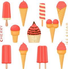 Big set various sweet tasty natural ice cream